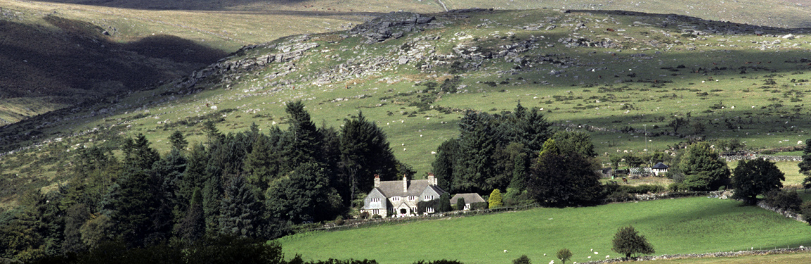 ENG: South West Region, Devon, Dartmoor National Park, Central Dartmoor, Postbridge, View over Improved lands at the River Dart headwaters [Ask for #157.027.]