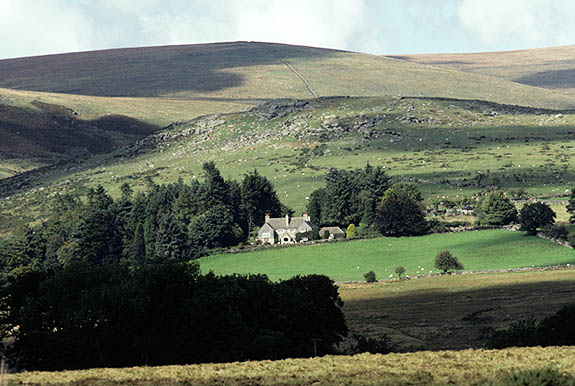 ENG: South West Region, Devon, Dartmoor National Park, Central Dartmoor, Postbridge, View over Improved lands at the River Dart headwaters [Ask for #157.027.]