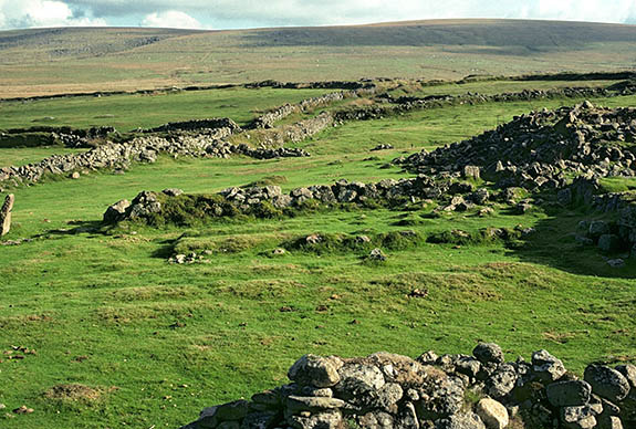 ENG: Devon , Dartmoor National Park, Central Dartmoor, Foxtor Mires. Viewed over the ruins of an abandoned tin mine. [Ask for #157.042.]