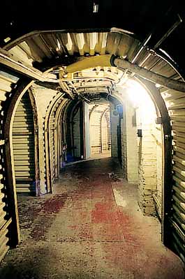 Dover Castle's Secret Wartime Tunnels. The Annexe, built during WWII. Tunnel clad in steel shutters. Location: ENG, Kent , The White Cliffs of Dover, Dover (City), Kent Downs AONB, Dover Castle (EH). [ref. to #239.294]