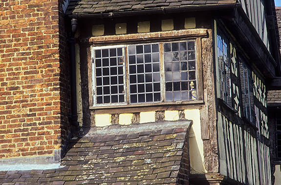A restored 17th c. half-timbered farmhouse, Ford Green Hall, in Stoke-on-Trent, near Stafford.