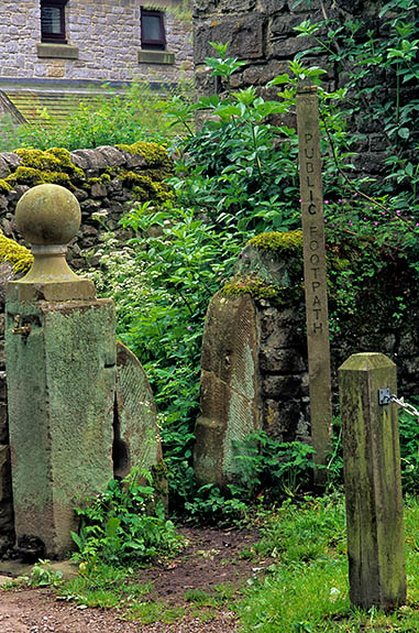 ENG: West Midlands Region, Staffordshire, Peak National Park, Alstonefield, Public footpath runs through the village, behind a stone wall [Ask for #246.352.]