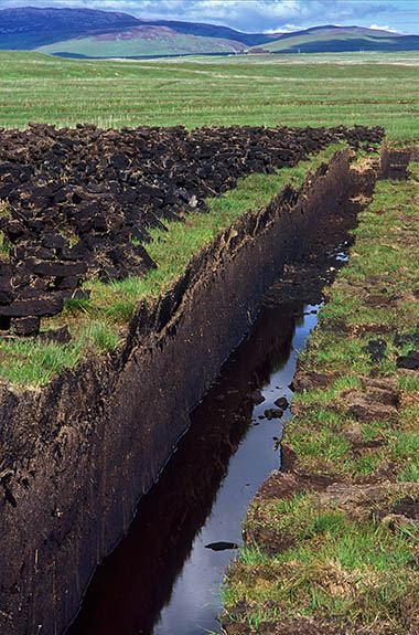 SCO: Argyll & Bute , Inner Hebrides, Islay, Port Ellen Area, The Machrie. Peat recently cut from this large bog; the peat is used to roast malt for Islay's distilleries [Ask for #246.461.]
