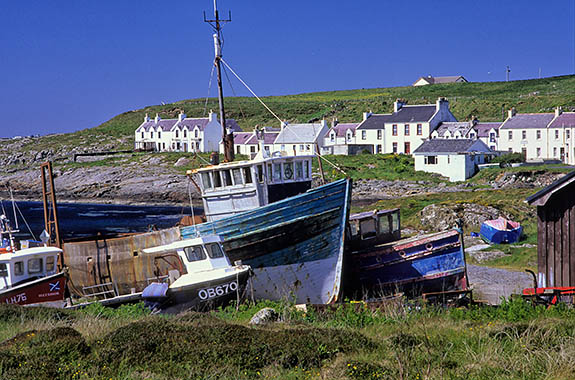 SCO: Strathclyde Region, Argyll & Bute, Inner Hebrides, Islay, Portnahaven, Fishing village viewed from its harbor [Ask for #246.552.]