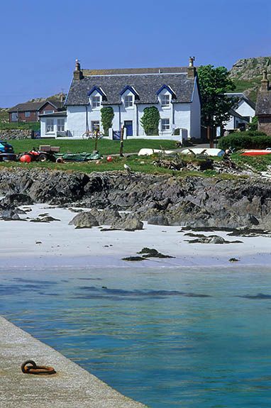 SCO: Argyll & Bute , Inner Hebrides, off Mull, Isle of Iona, Baile Mor (village). Small b&b in old stone cottage by the ferry slip, on the beach, at the center of the village [Ask for #246.610.]