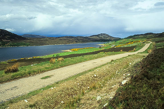 SCO: Highland Region, Sutherland District, Northern Coast, Bettyhill, Torrisdale Bay Nat. Nature Reserve, View across Torrisdale Bay towards the nature reserve, from the minor road to Skerray. [Ask for #246.884.]