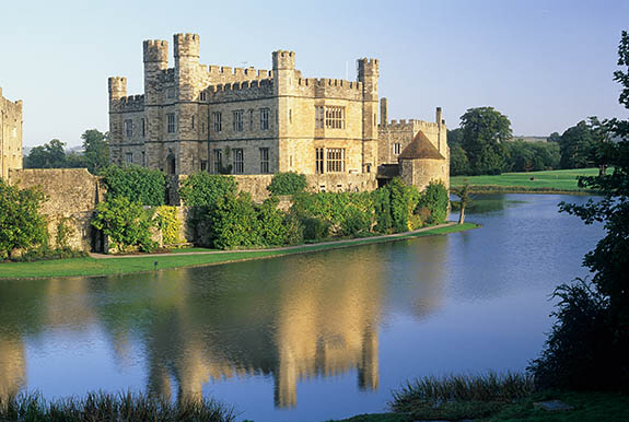 ENG: Kent , The Medway Valley, Leeds Castle and Gardens, The New Castle. Viewed across moat [Ask for #248.378.]