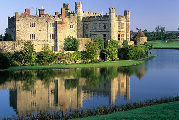 ENG: Kent , The Medway Valley, Leeds Castle and Gardens, The New Castle. Viewed across moat [Ask for #248.382.]