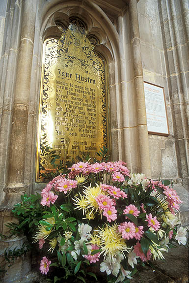 ENG: Hampshire , The South Downs, Winchester, Winchester Cathedral. Memorial to Jane Austin, located by her grave [Ask for #253.082.]