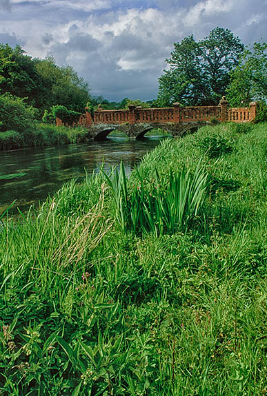 ENG: South East Region, Hampshire, The North Downs, The Upper Test Valley, Whitchurch, Arched brick bridge crosses the Test, a short distance north of the village. [Ask for #253.159.]