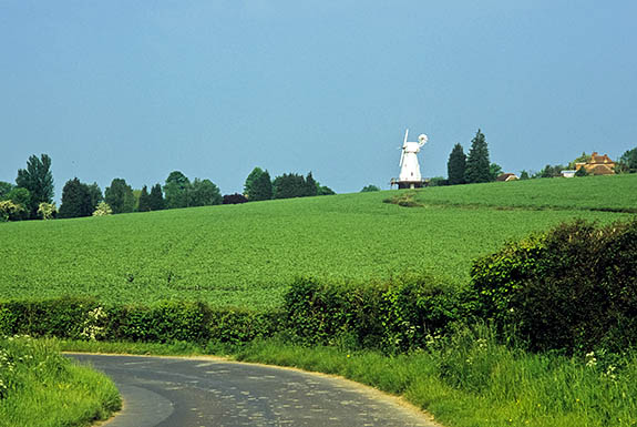 ENG: South East Region, Kent, Romney Marsh, Appledore, A windmill, converted to a private residence, sits on the downs that flank the Romney Marsh's north side [Ask for #256.461.]