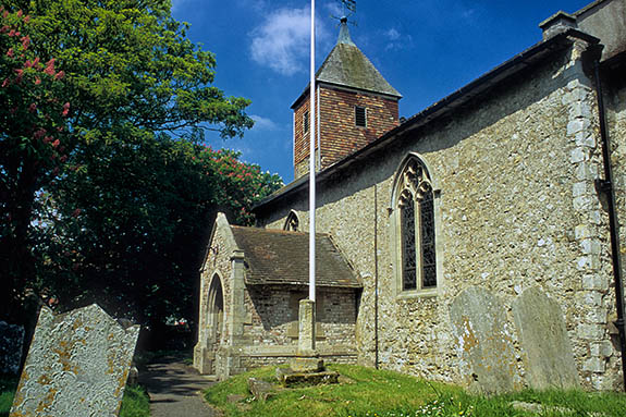 ENG: South East Region, Kent, Romney Marsh, Romney Marsh Beaches, Dymchurch, The village church, where the fictional Dr. Syn was supposed to have preached; exterior [Ask for #256.507.]