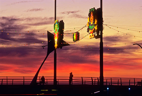 ENG: Blackpool Borough, Southern Beachfront, Pleasure Beach, Pleasure Beach. The Promenade, decorated for the Illuminations Festival, at dusk [Ask for #262.056.]