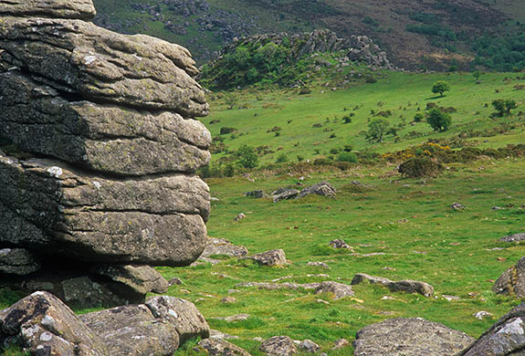 ENG: South West Region, Devon, Dartmoor National Park, Dartmoor's Southern Edge, Hound Tor, View from Hound Tor [Ask for #268.528.]