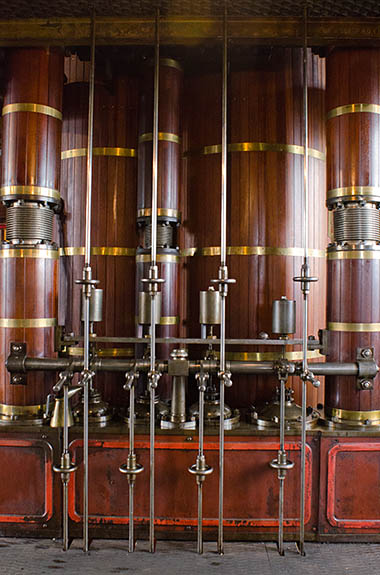 ENG: West Midlands Region, Staffordshire, The Trent Valley, Burton-on-Trent, Claymills Pumping Station, Piston cylinders are clad in wood as insulation [Ask for #270.219.]