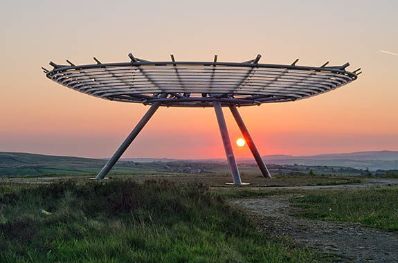 ENG: The Northwest Region, Lancashire, The Pennines, Rossendale, Haslingden, The Halo Panopticon at sunset [Ask for #270.340.]